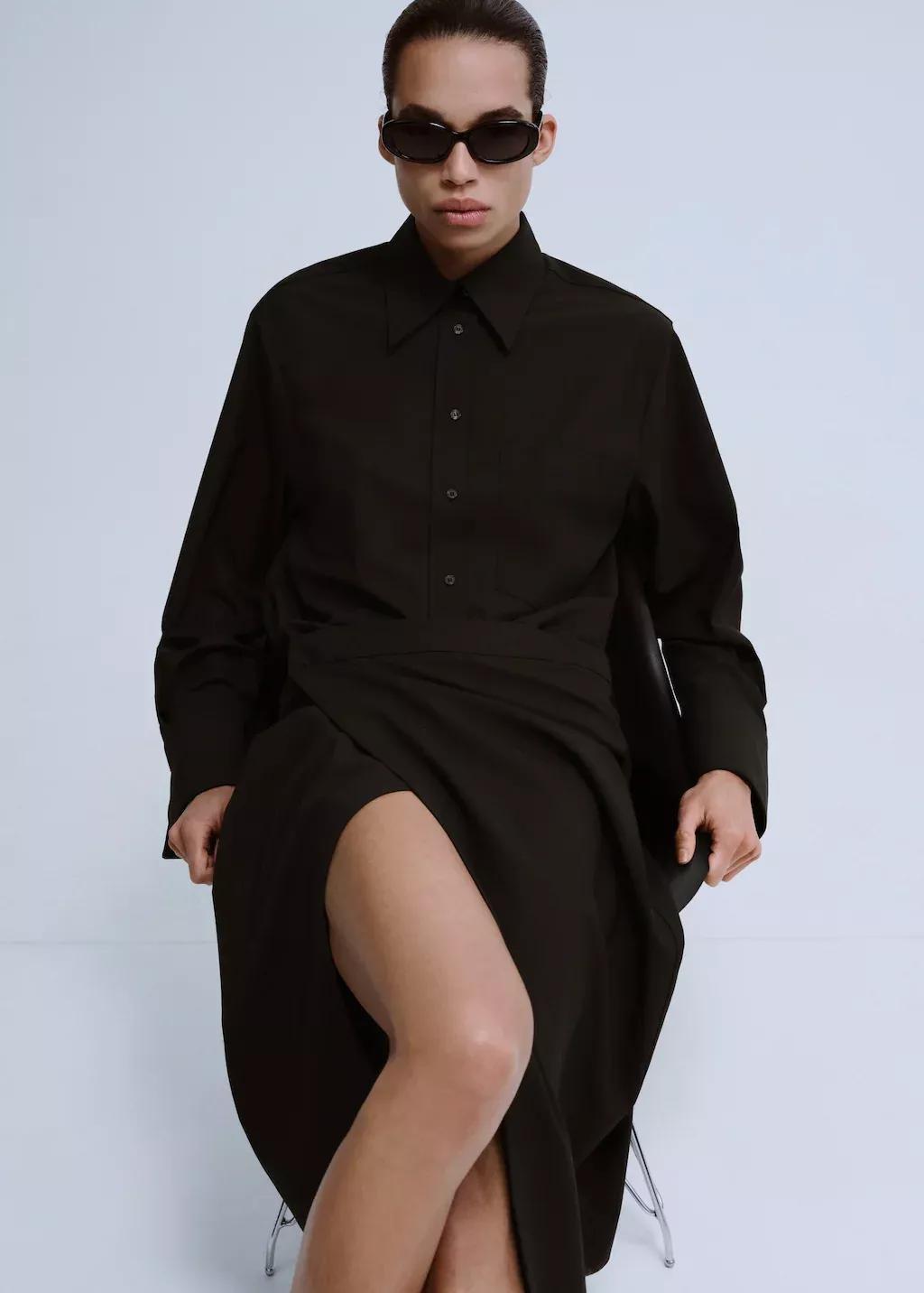 Brown Straight-Cut Shirt With Pocket, Dark Brown, large image number 3