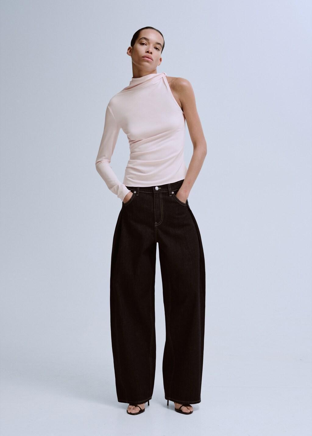 Pink Lt Pastel Asymmetrical Long-Sleeved T-Shirt, Light-Pastel Pink, large image number 0