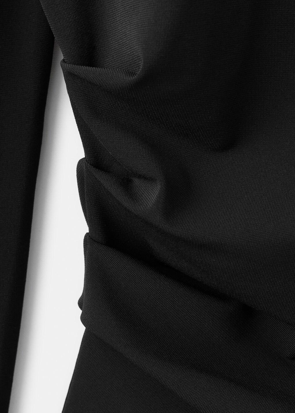 Black Asymmetrical Long-Sleeved T-Shirt, Black, large image number 1