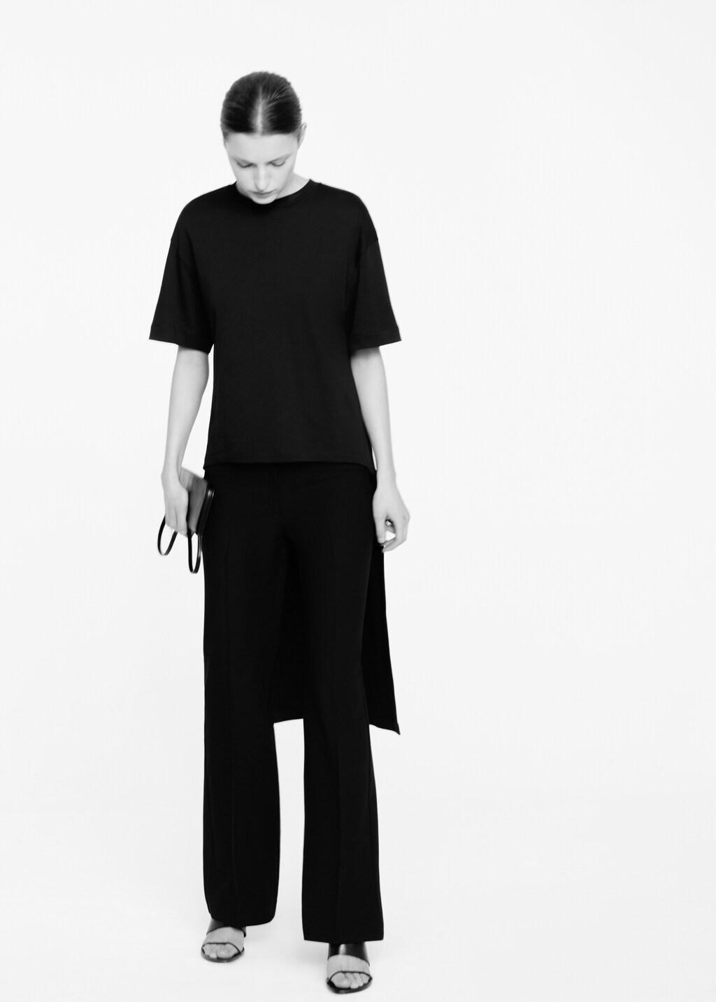 Black Straight-Leg Trousers With Belt Loops, Black, large image number 3