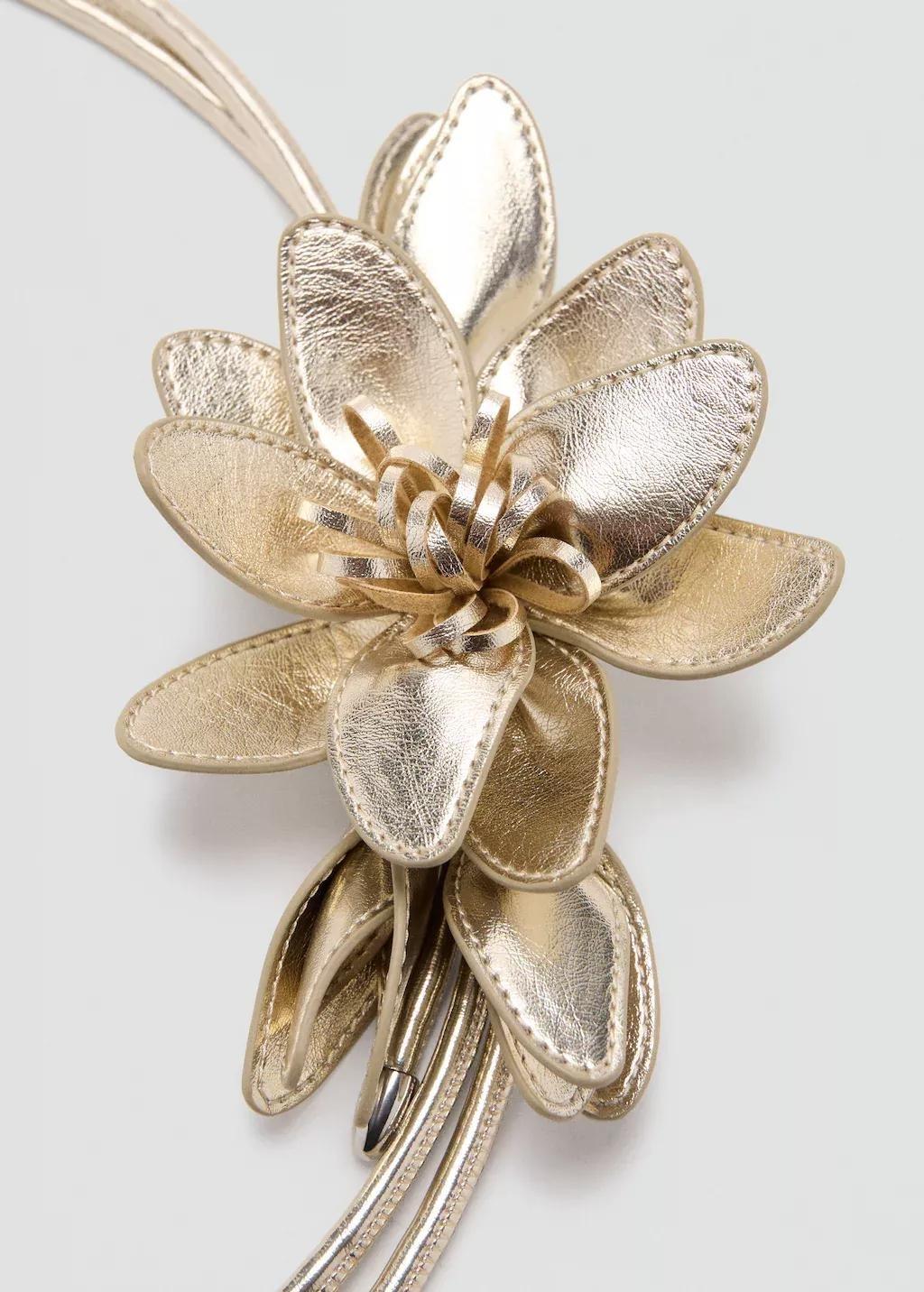 Gold Metallic Flower Belt, Kids Girl, Gold, large image number 1