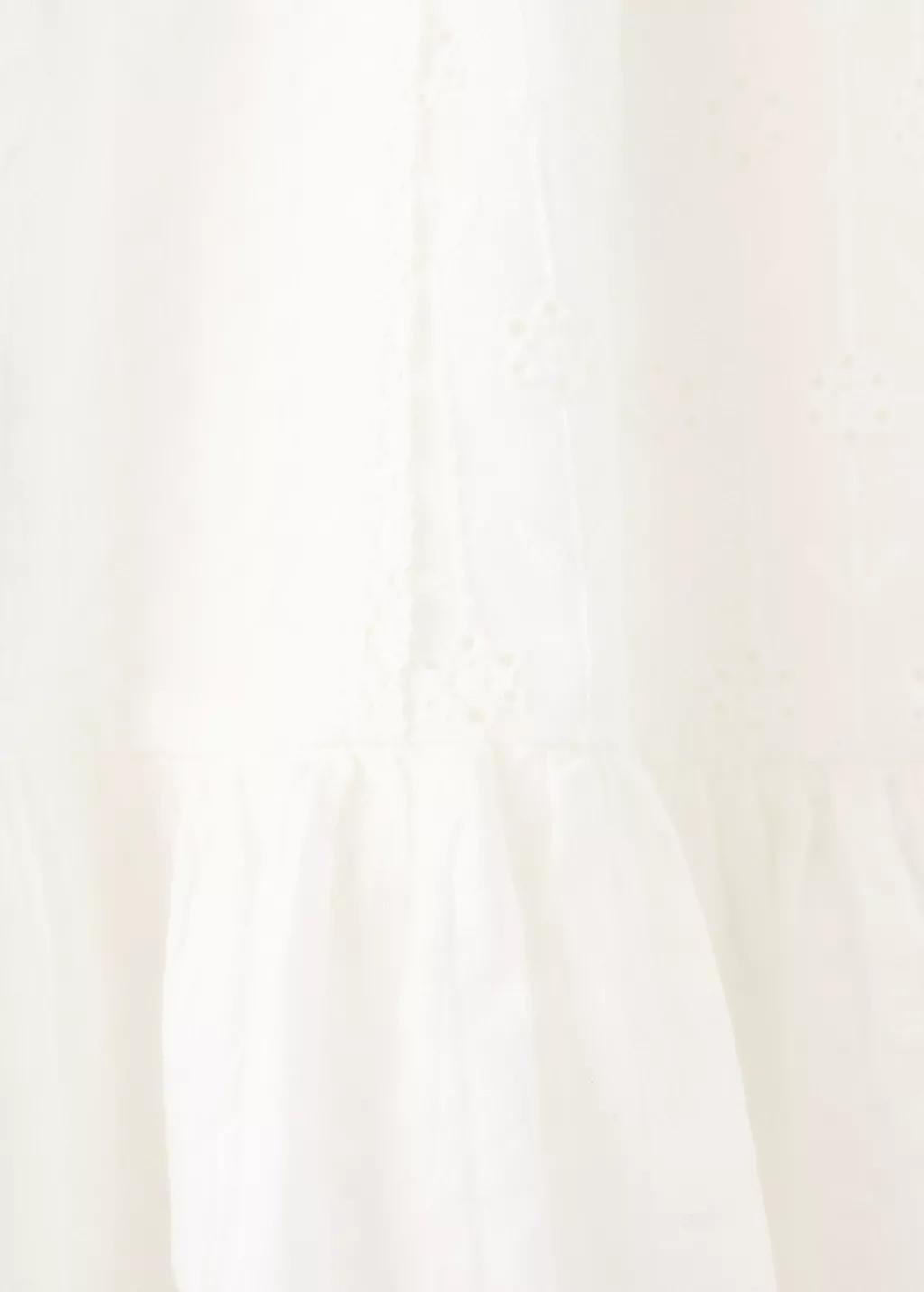 White A-Line Cotton Blouse, Kids Girls, Natural White, medium