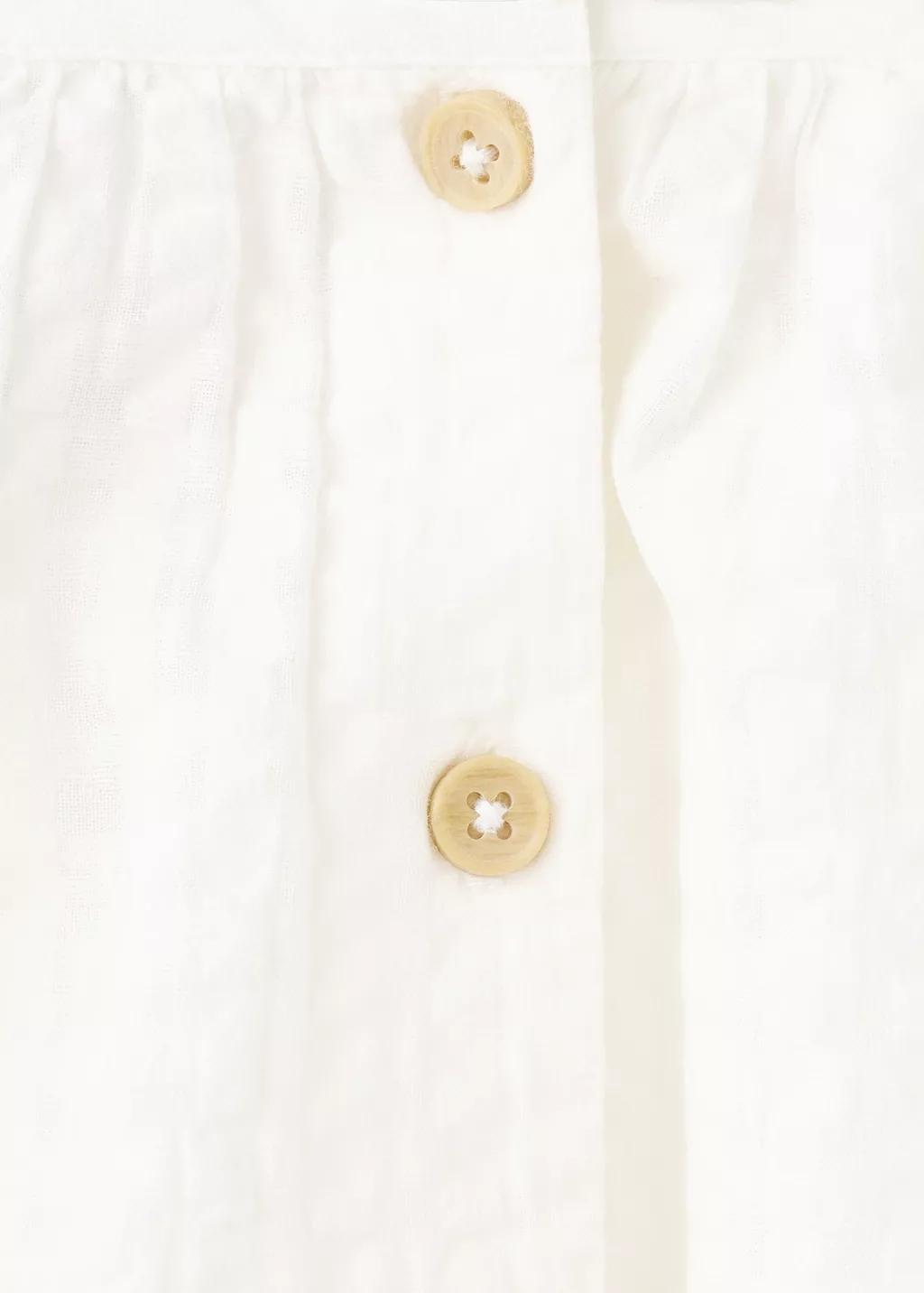 White A-Line Cotton Blouse, Kids Girls, Natural White, medium