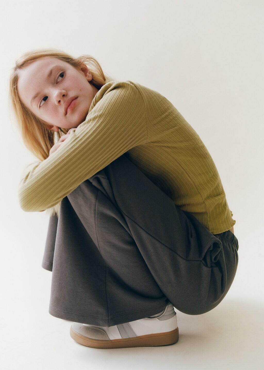 Grey Cotton Drawstring Joggers, Kids Girls, Charcoal, large image number 0