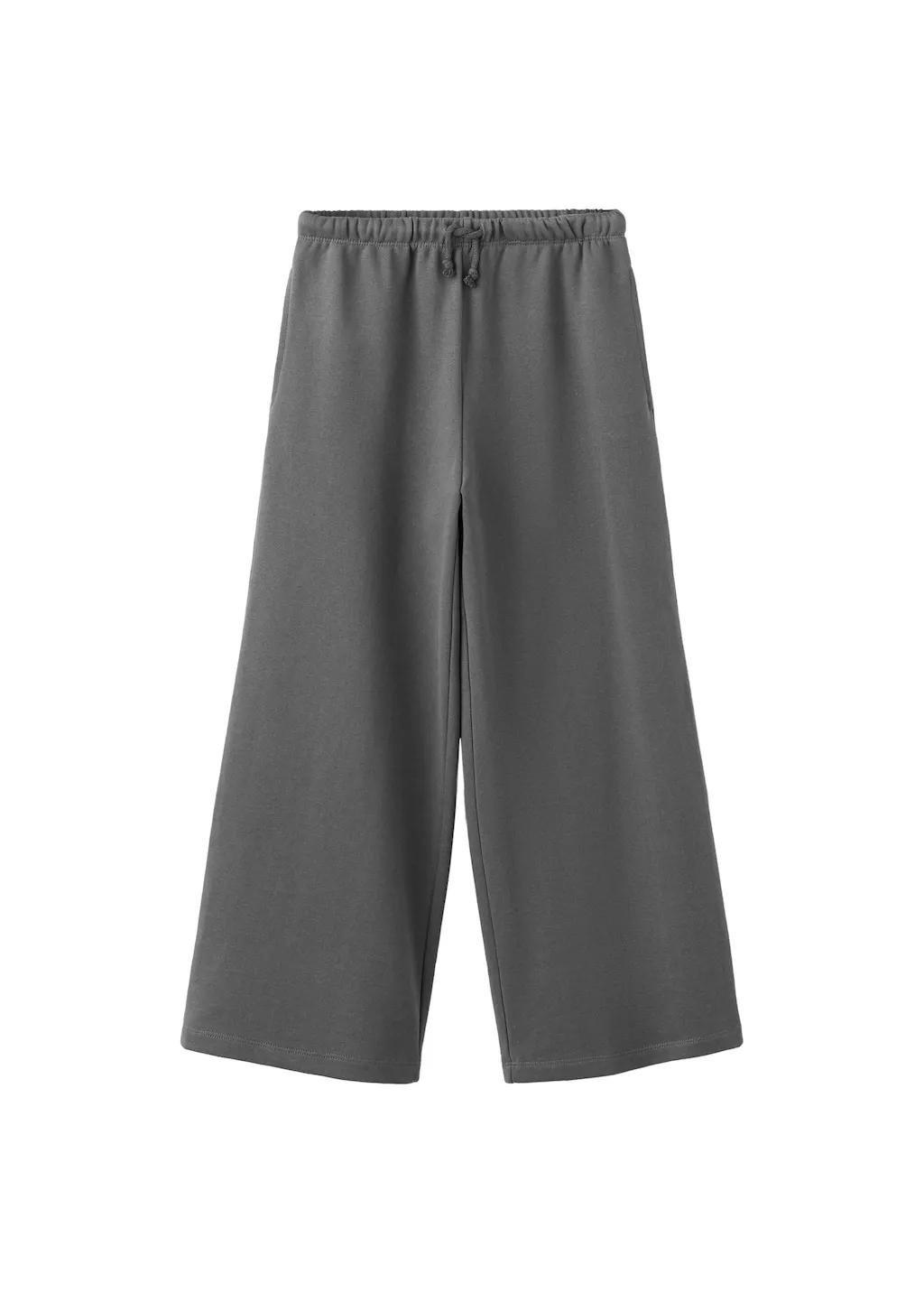 Grey Cotton Drawstring Joggers, Kids Girls, Charcoal, large image number 6