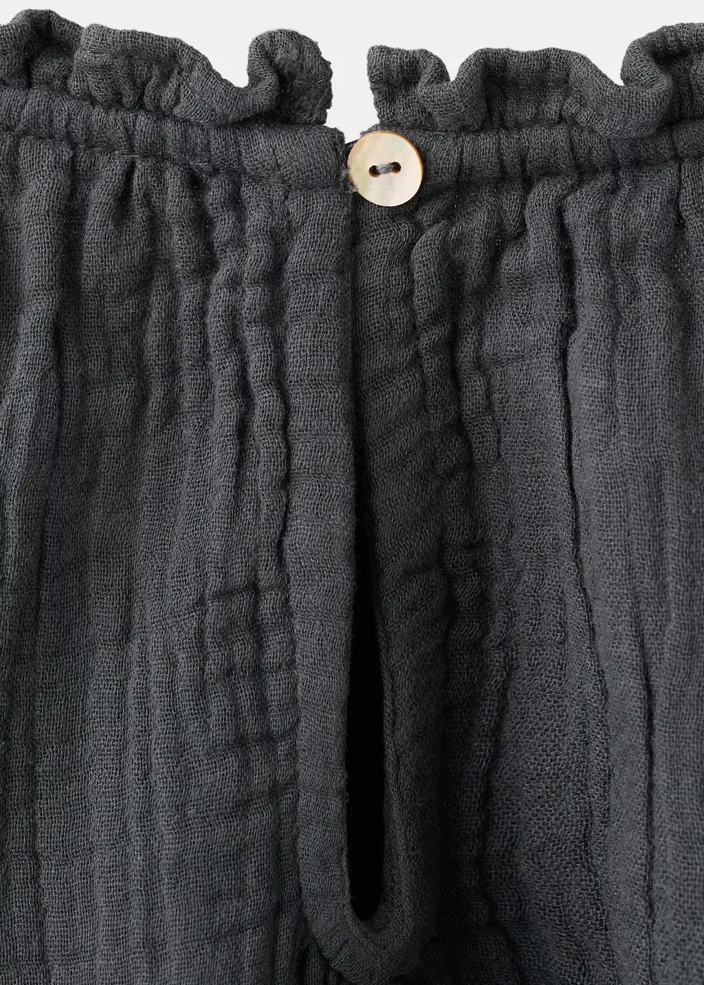 Grey Embroidered Cotton Blouse, Kids Girls, Charcoal, large image number 4