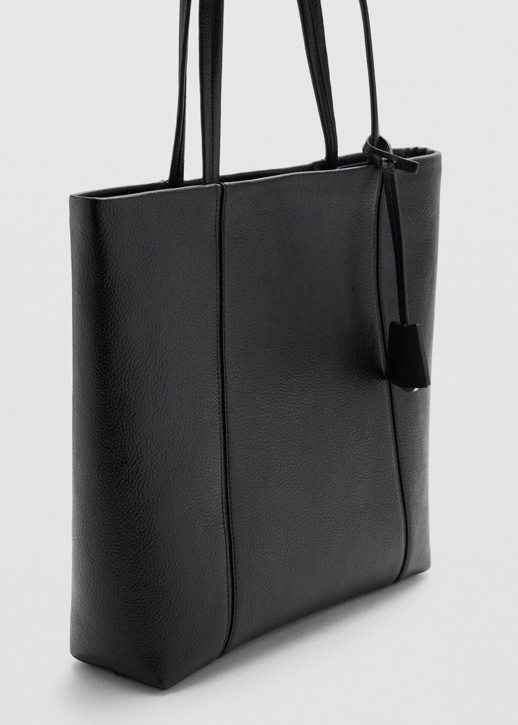 Black Shopper Bag With Handles, Black, large image number 1