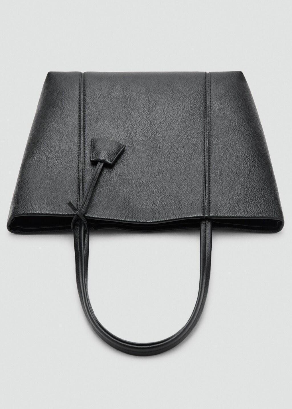 Black Shopper Bag With Handles, Black, large image number 2