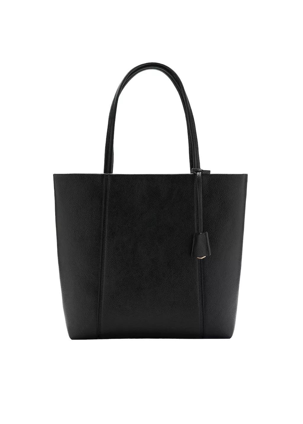 Black Shopper Bag With Handles, Black, large image number 3