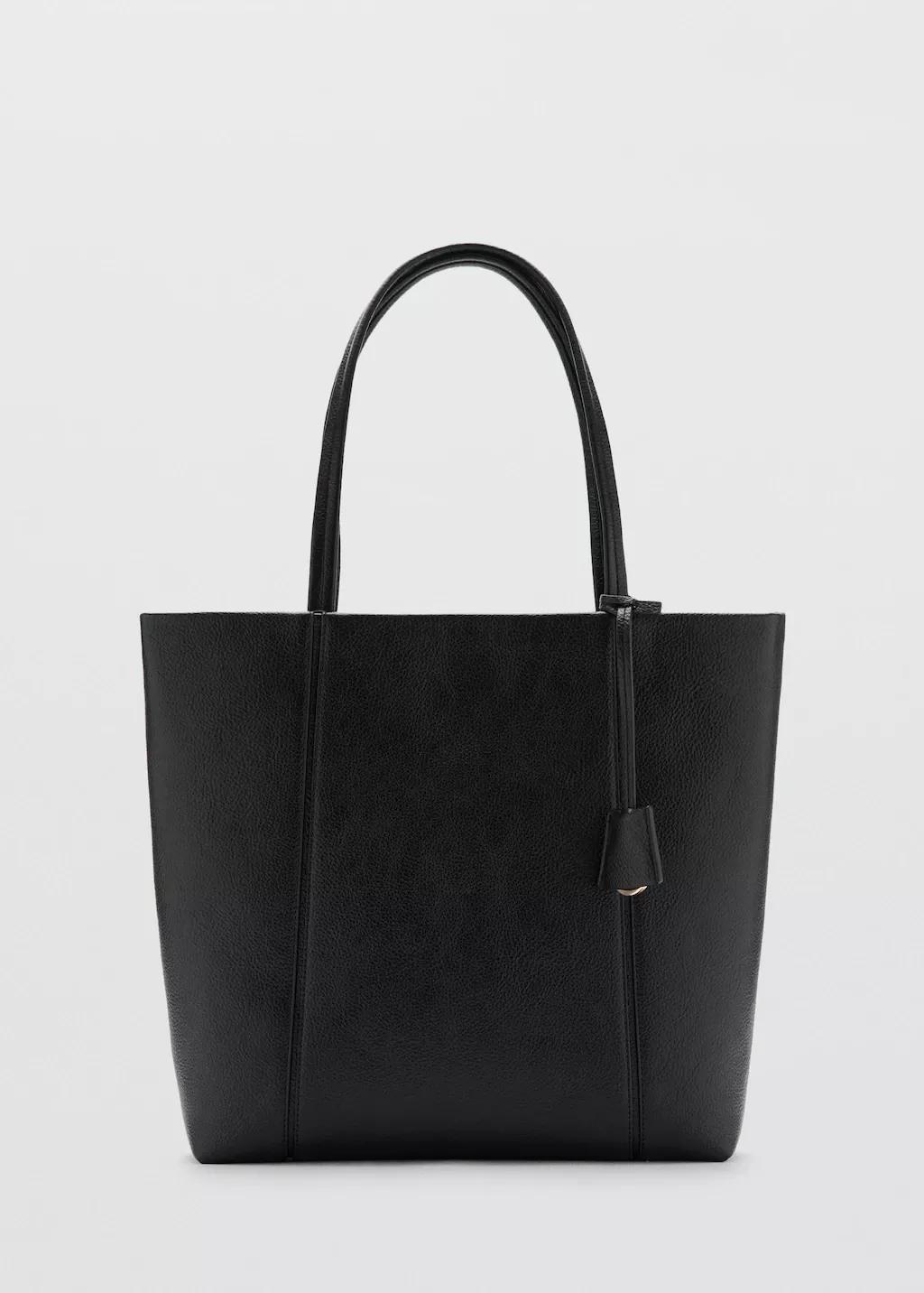 Black Shopper Bag With Handles, Black, large image number 4