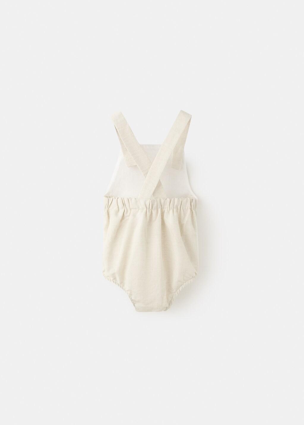 Beige Linen Romper, Baby Girls, 0201_08, large image number 1