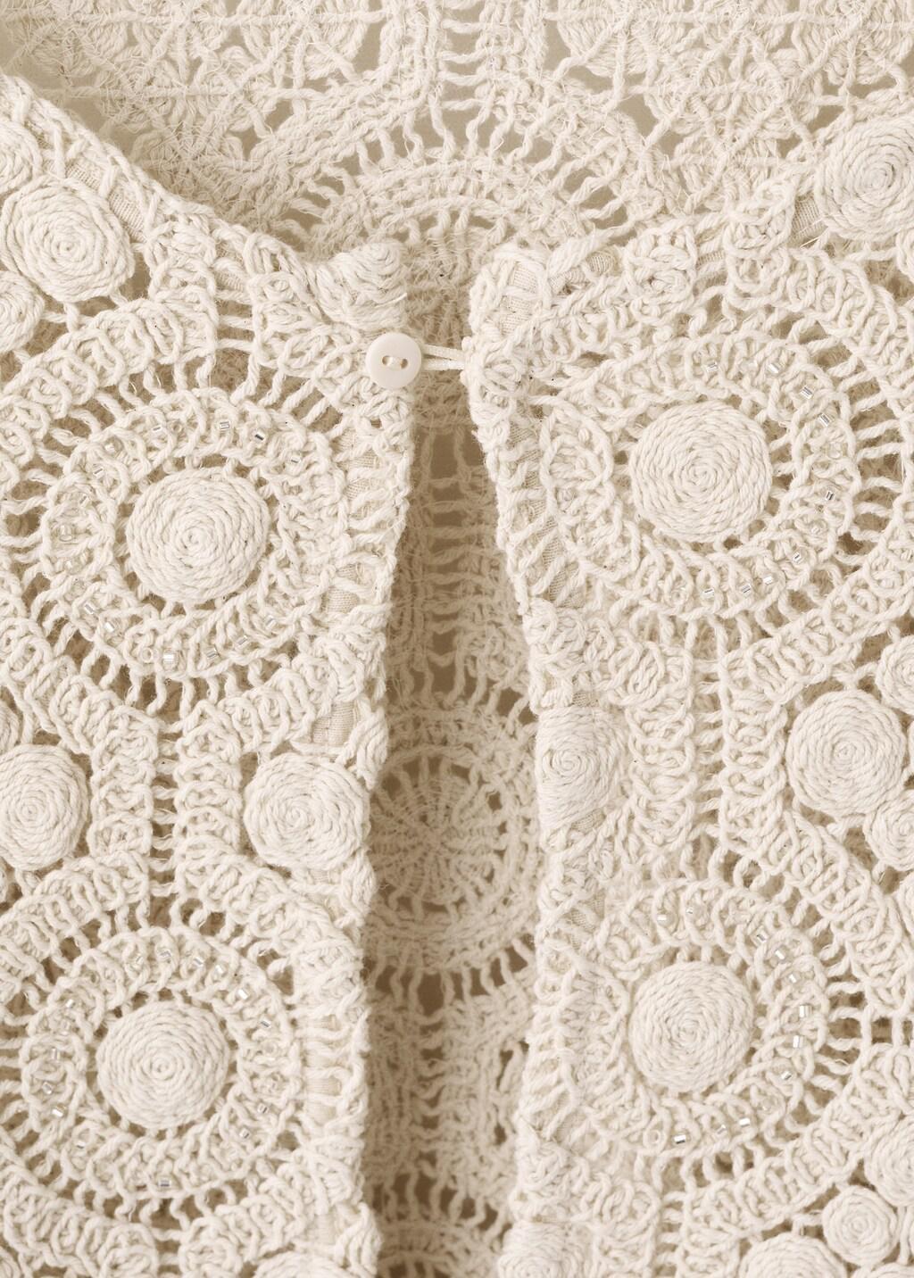 Brown Openwork Knit Cardigan, Kids Girls, Light Pastel Brown, large image number 3