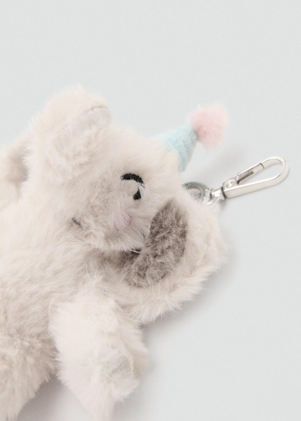 Grey Elephant Hair Keyring, Kids Girls, Grey, large image number 1