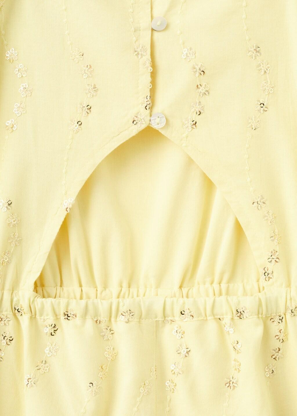 Yellow Floral Embroidery Jumpsuit, Kids Girl, 0201_14, large image number 1