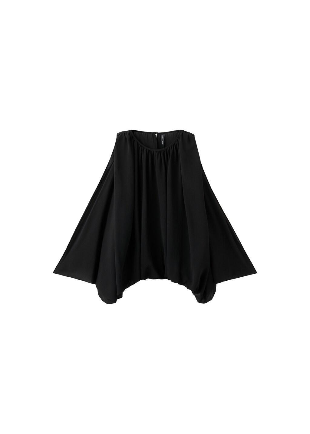 Black Puff Sleeves Blouse, 0201_99, large image number 6