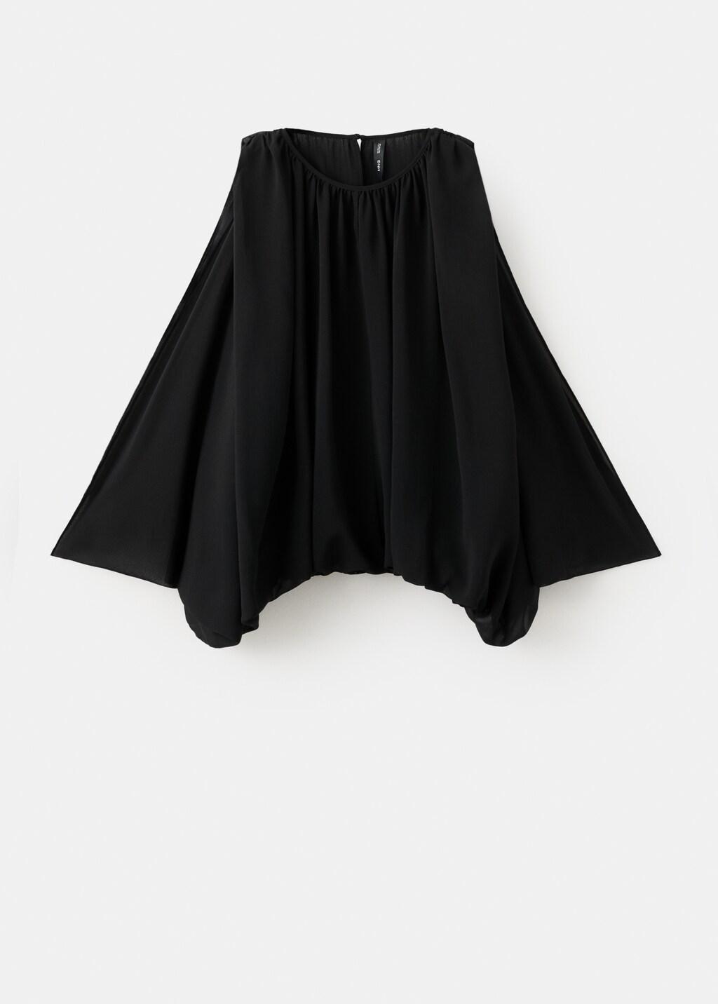 Black Puff Sleeves Blouse, 0201_99, large image number 7