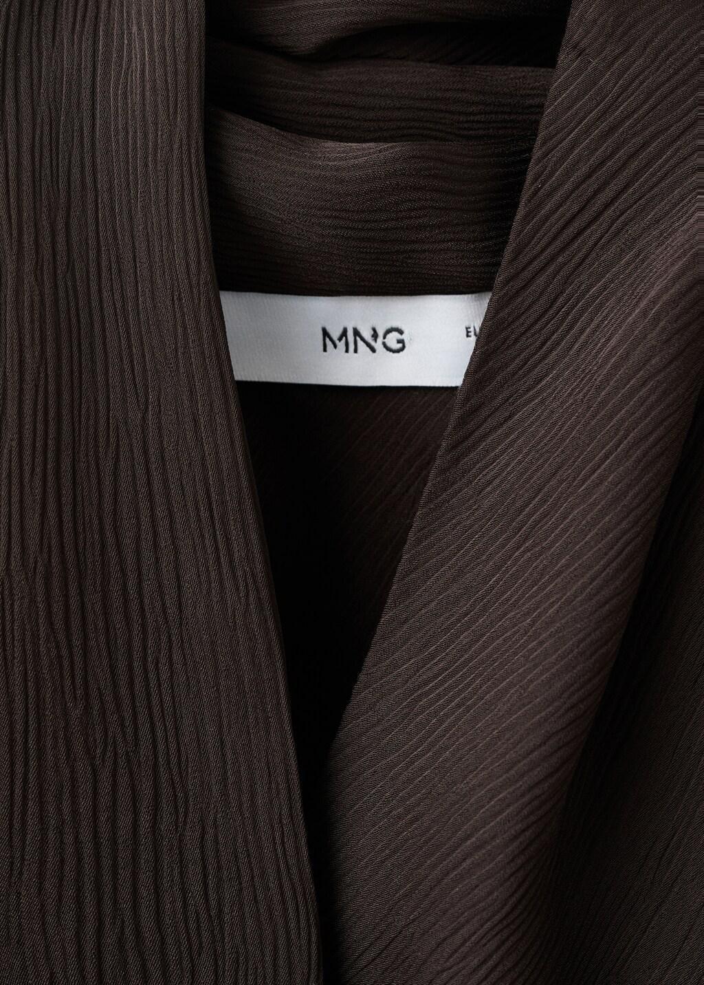 Brown Scarf Neck Top, Dark Brown, large image number 1