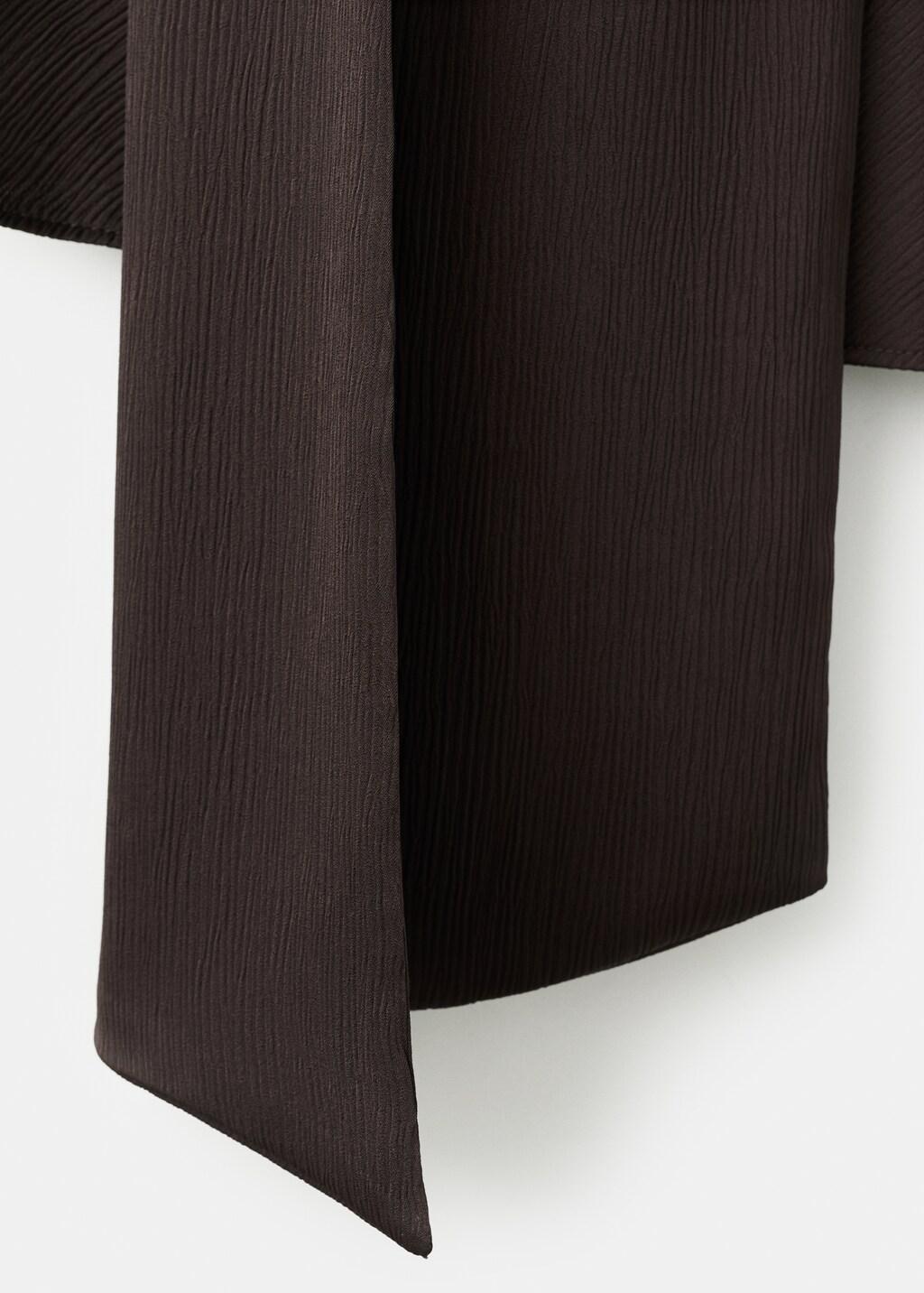 Brown Scarf Neck Top, Dark Brown, large image number 5