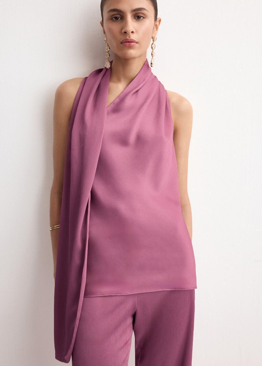 Purple Lt Pastel Scarf Neck Top, Light-Pastel Purple, large image number 3