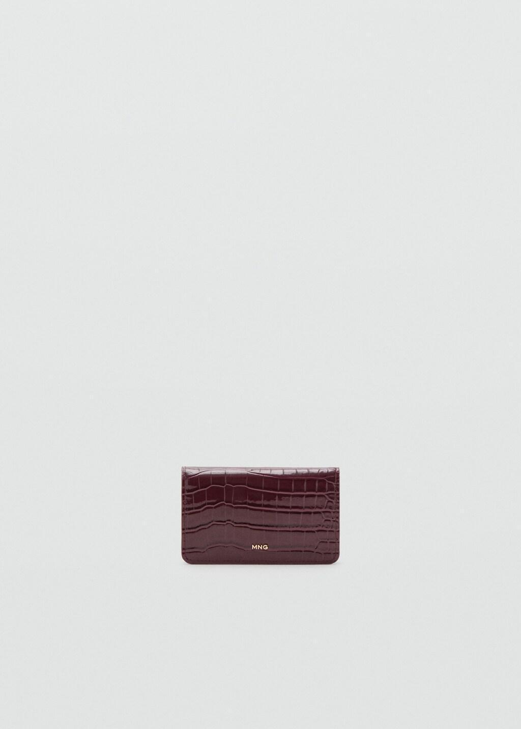 Red Small Shiny Croc-Effect Wallet, Dark Red, large image number 3