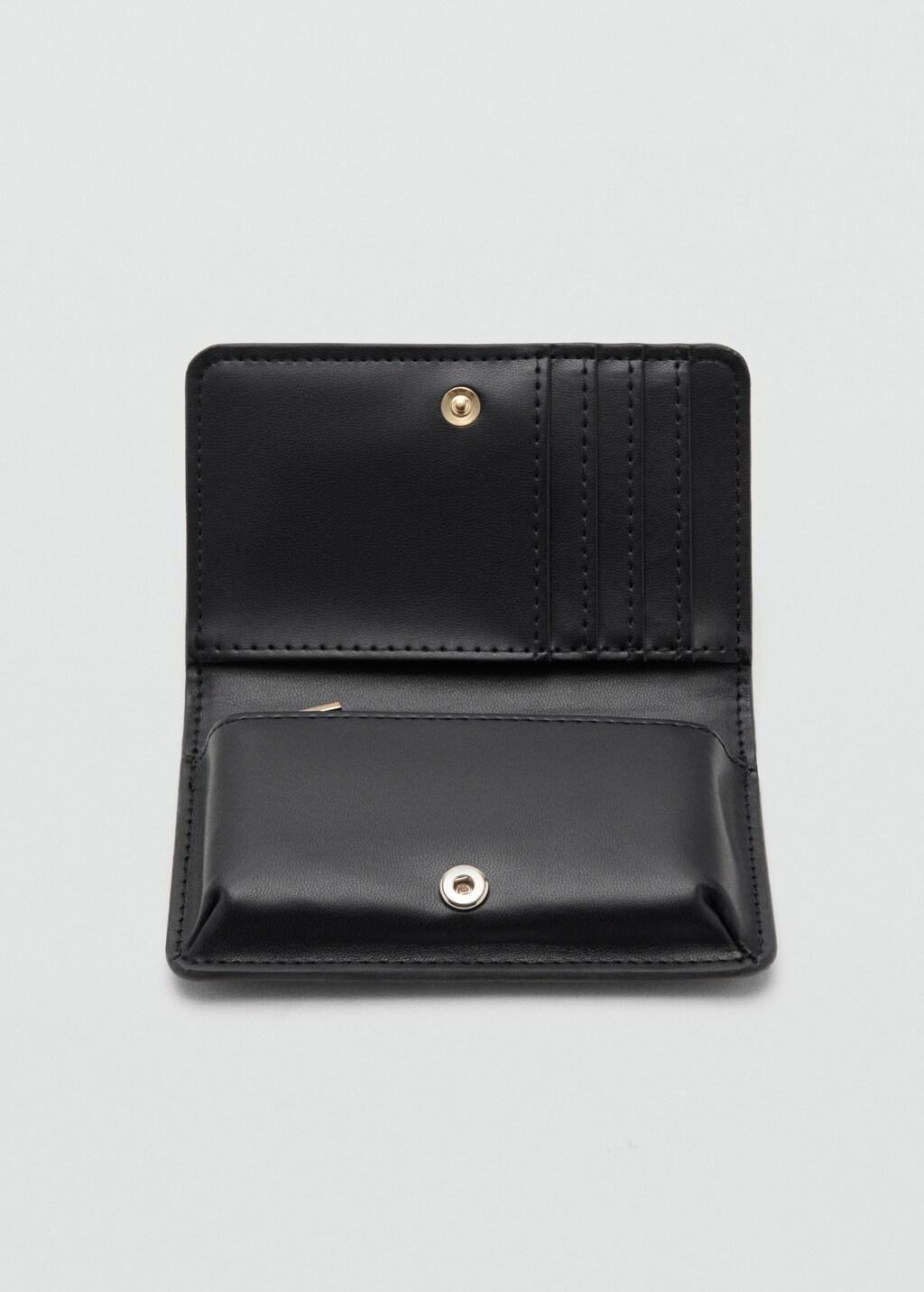 Black Small Shiny Croc-Effect Wallet, Black, large image number 1