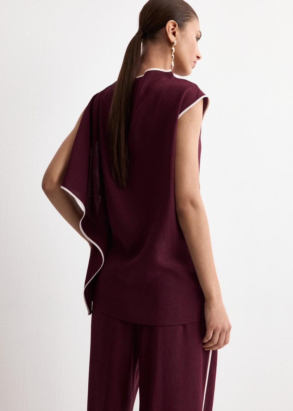 Beige Ruffle Asymmetric Blouse, Light Beige, medium