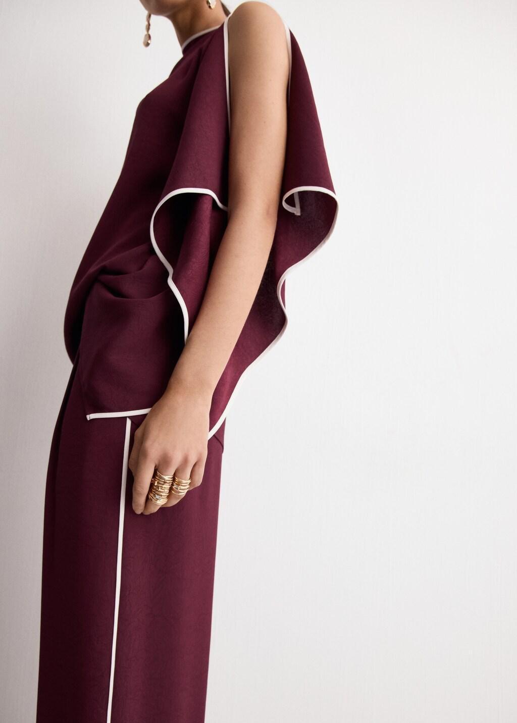 Beige Ruffle Asymmetric Blouse, Light Beige, large image number 5