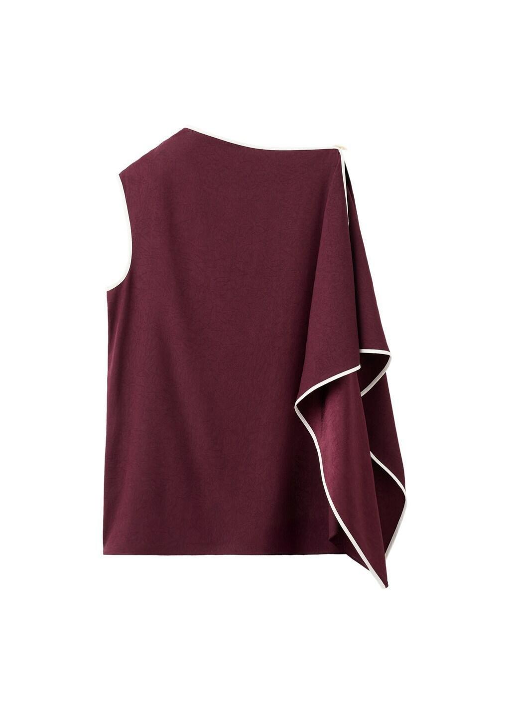 Beige Ruffle Asymmetric Blouse, 0201_05, large image number 6