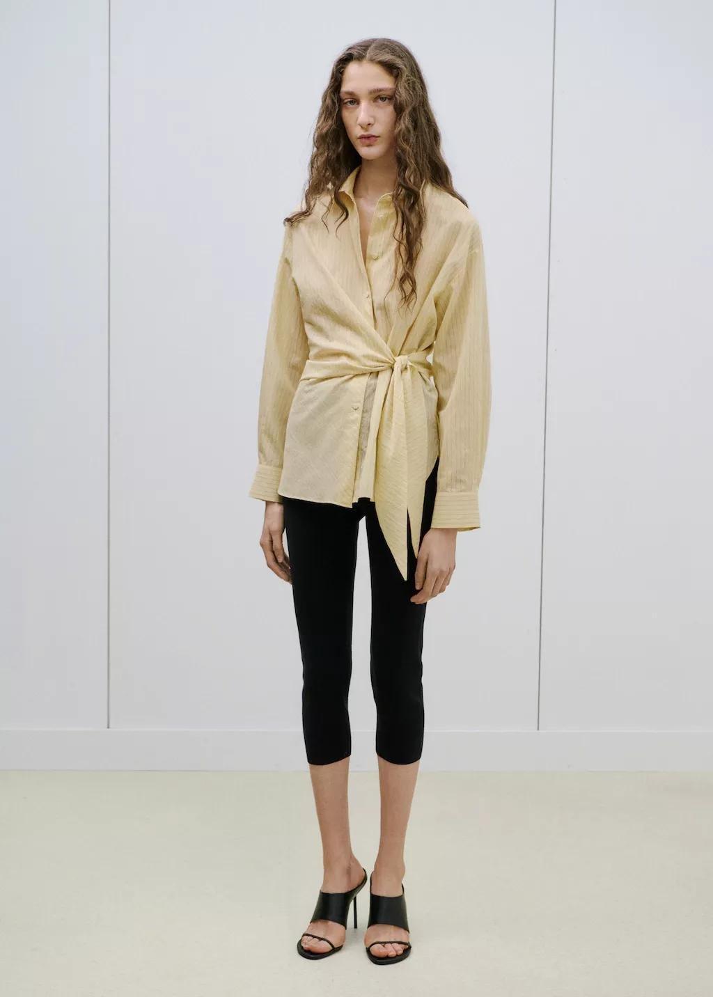 Yellow Stripped Knot Shirt, Yellow, large image number 0