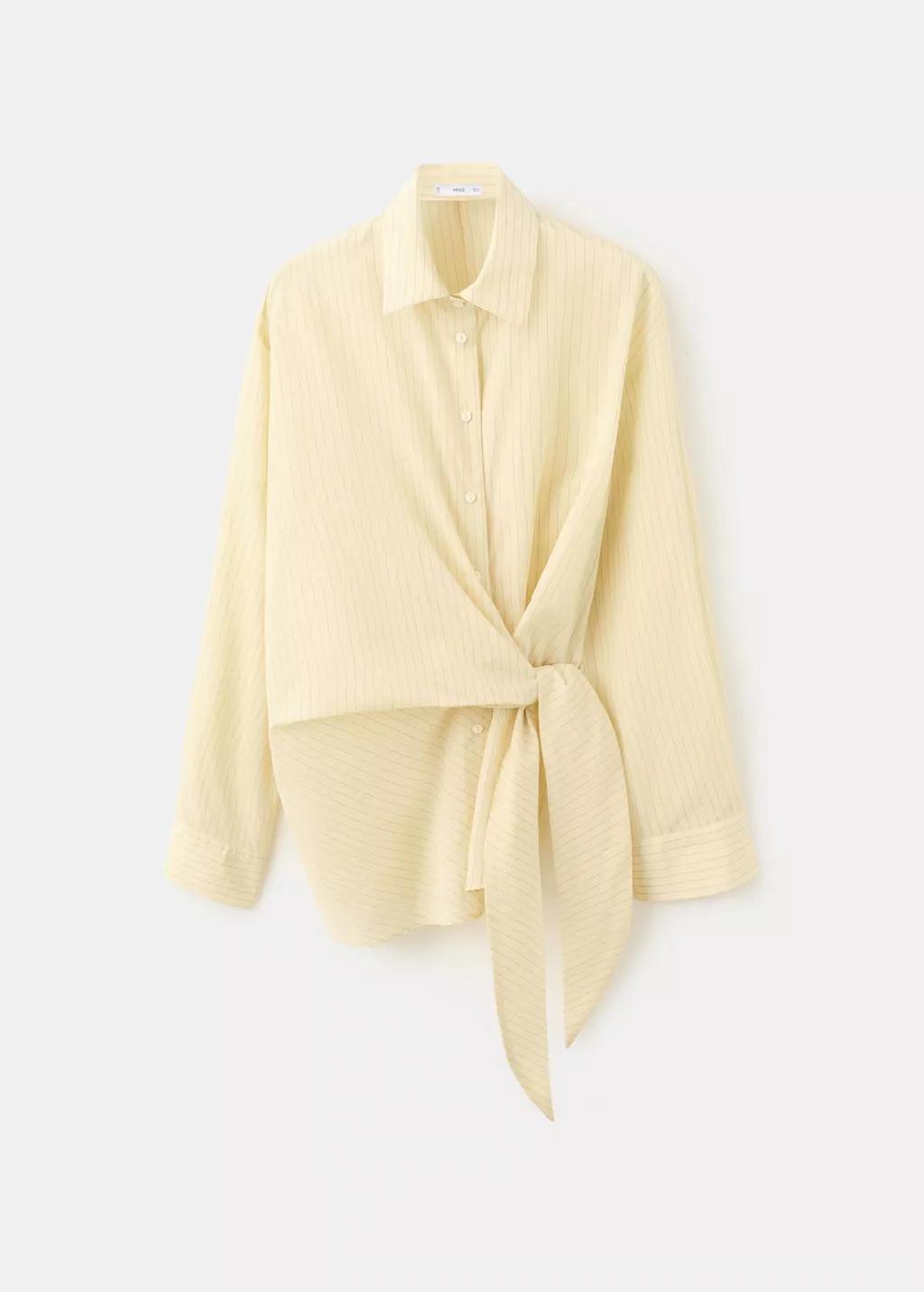 Yellow Stripped Knot Shirt, Yellow, large image number 6