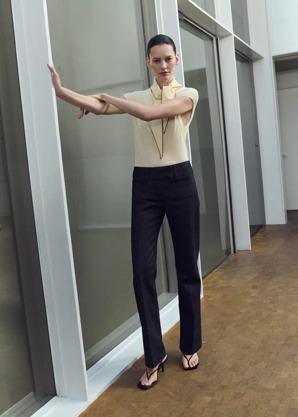 Yellow Knit Top With Scarf Detail, 0201_11, large image number 0