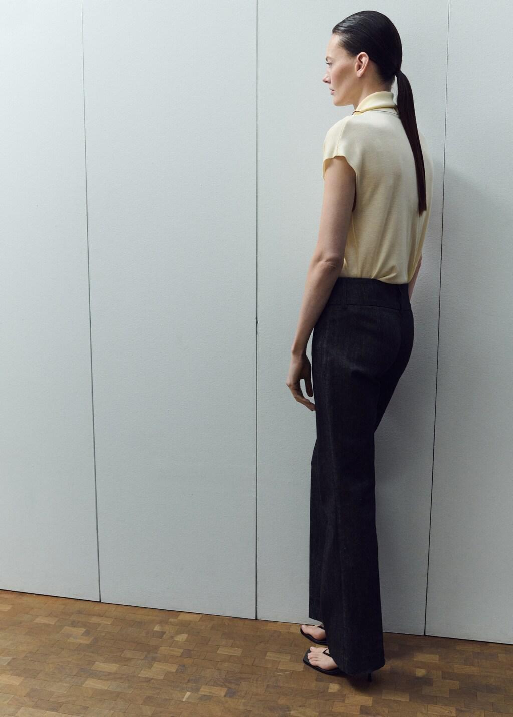 Yellow Knit Top With Scarf Detail, 0201_11, medium