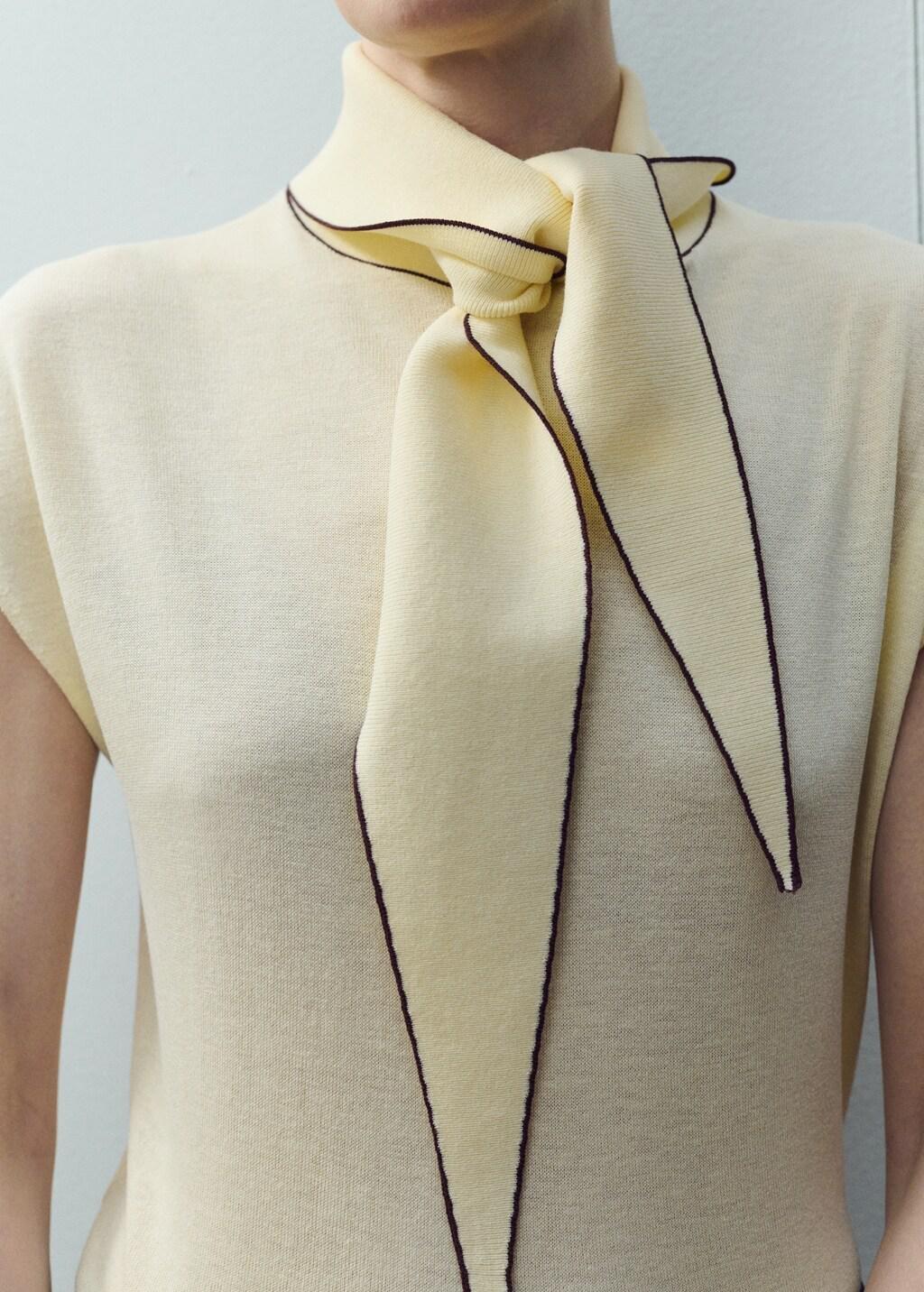 Yellow Knit Top With Scarf Detail, 0201_11, large image number 3