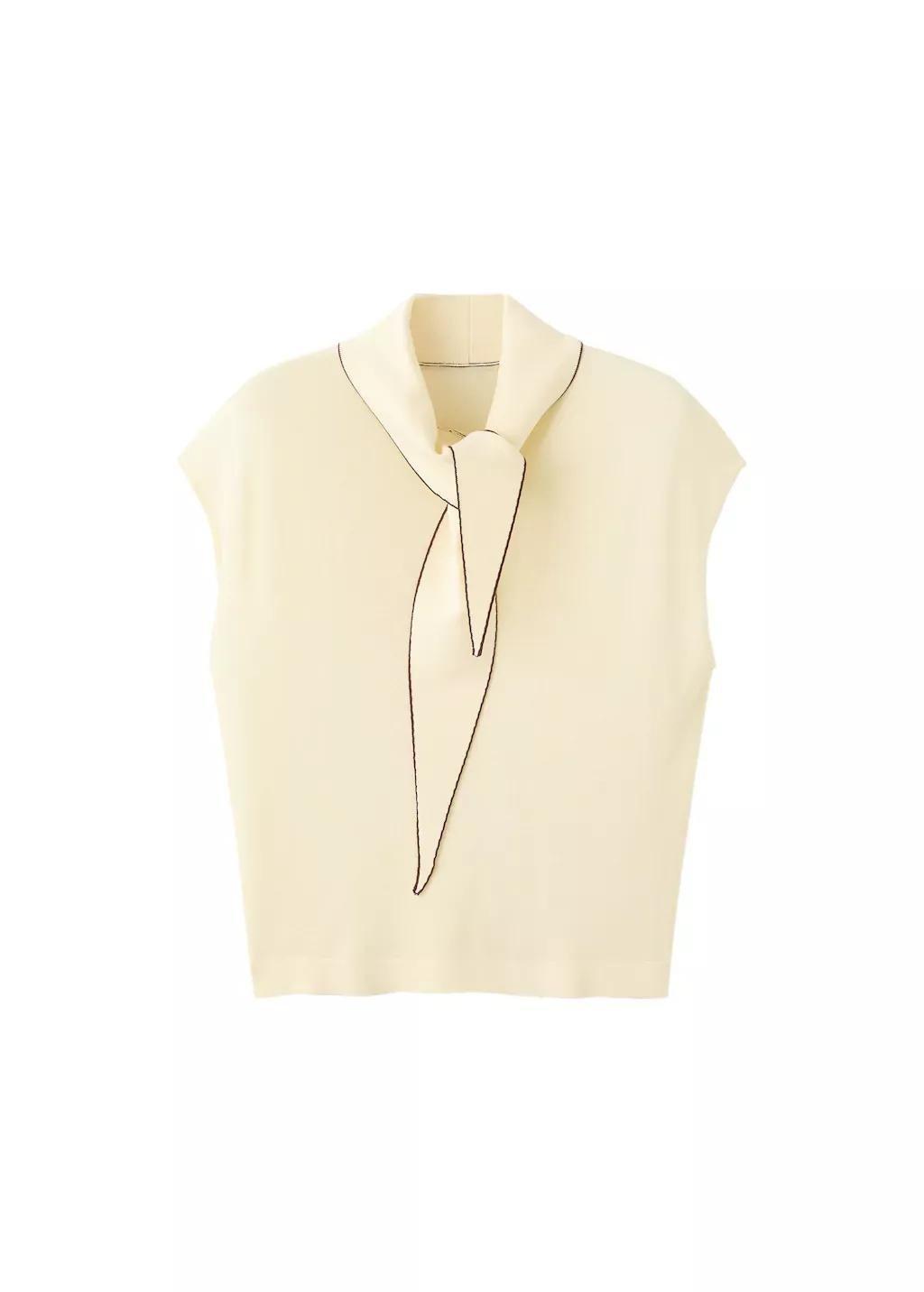 Yellow Knit Top With Scarf Detail, 0201_11, large image number 7