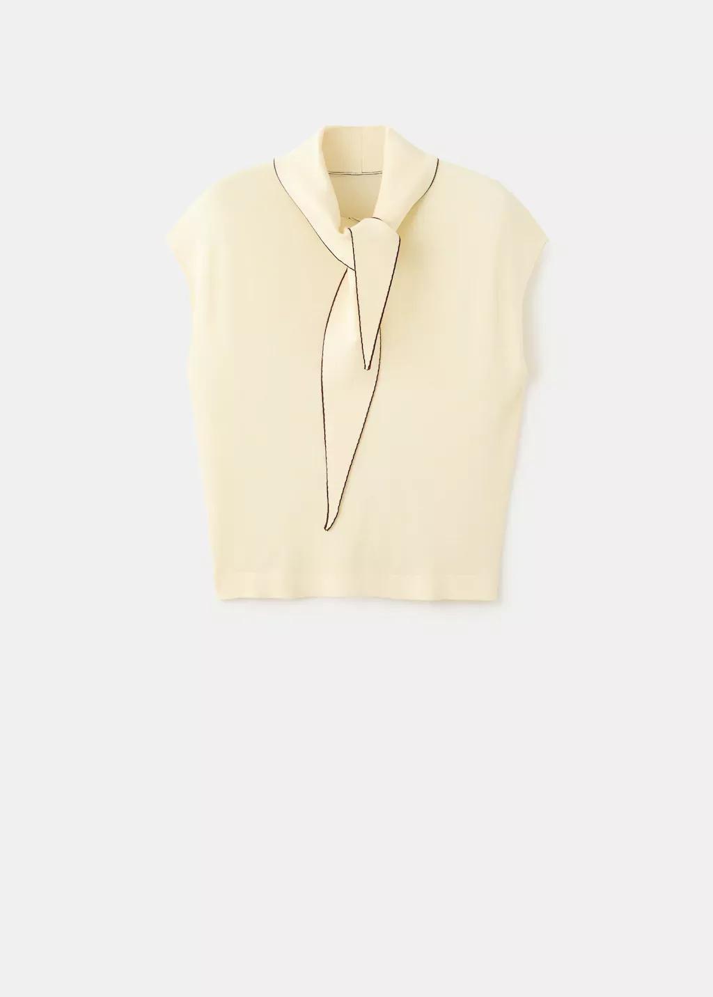 Yellow Knit Top With Scarf Detail, 0201_11, large image number 8