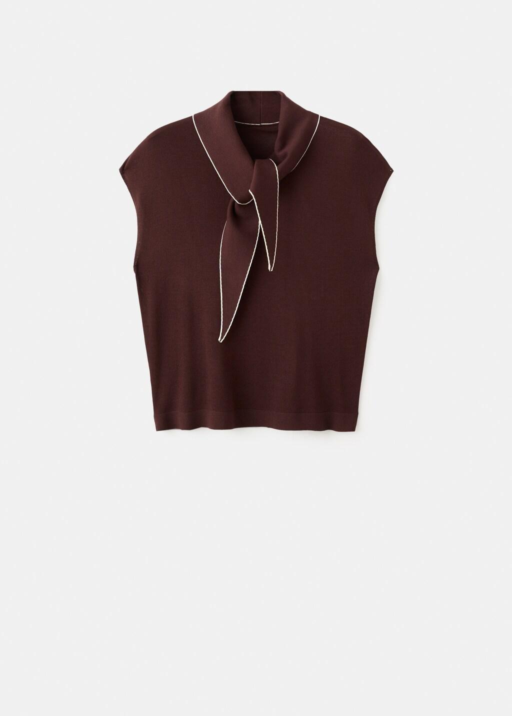 Brown Knit Top With Scarf Detail, 0201_32, large image number 7