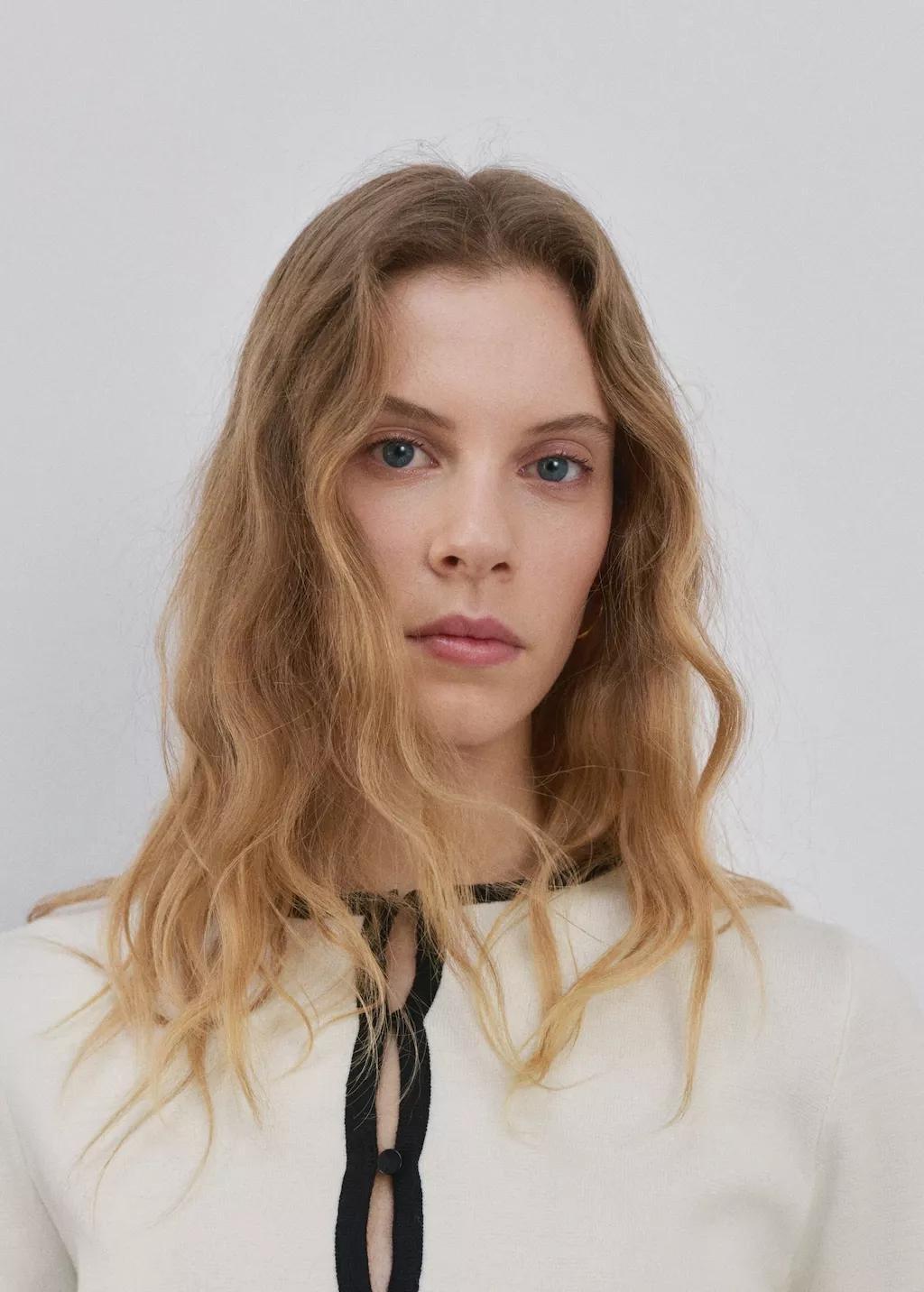 Beige Contrasting Ribbed Cardigan, 0201_05, large image number 4