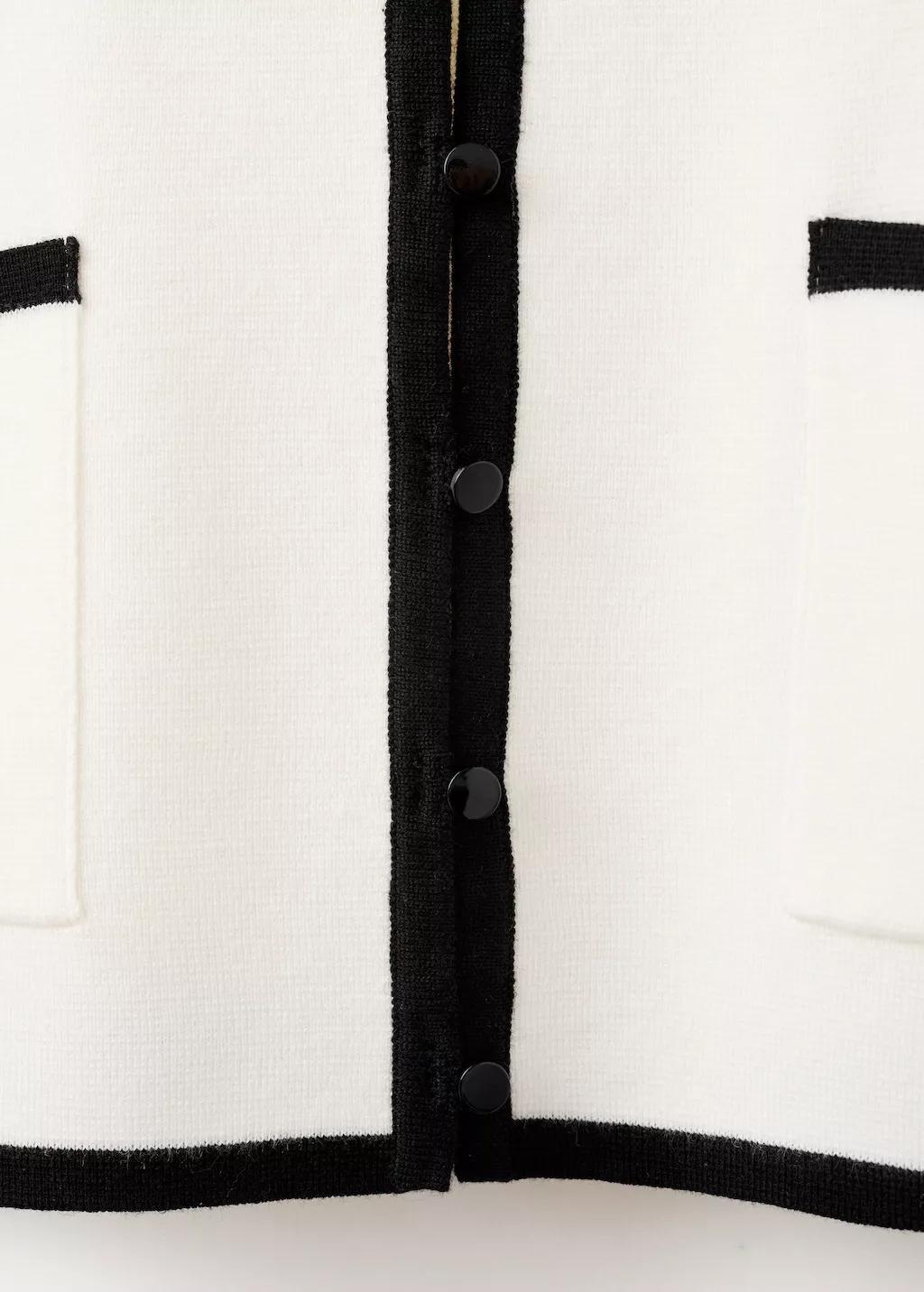 Beige Contrasting Ribbed Cardigan, 0201_05, large image number 5