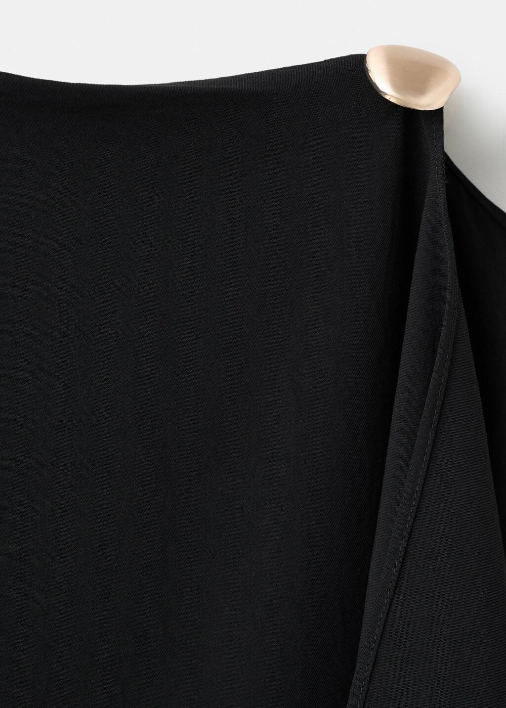 Black Short Asymmetrical Sleeve Dress, Black, large image number 1