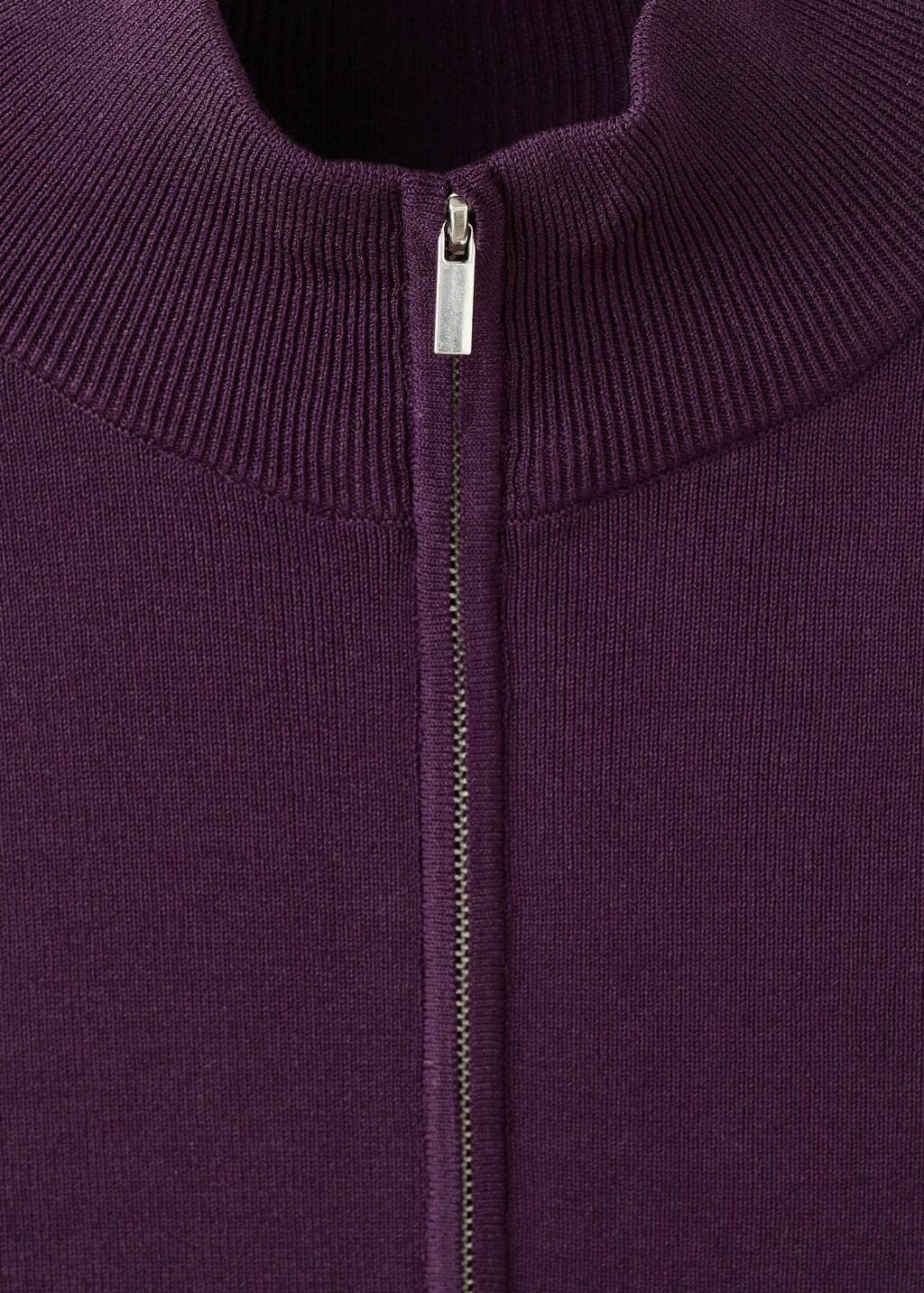 Red Contrast Stripe Zip Cardigan, Dark Red, large image number 1