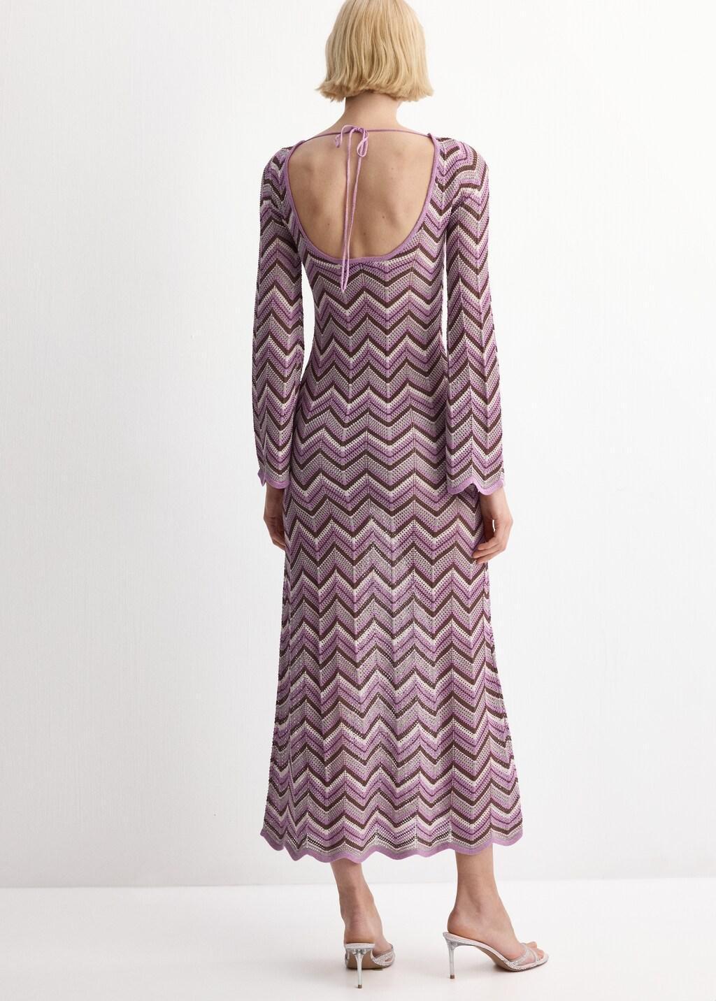 Purple Long Flared Knitted Dress, Purple, large image number 2