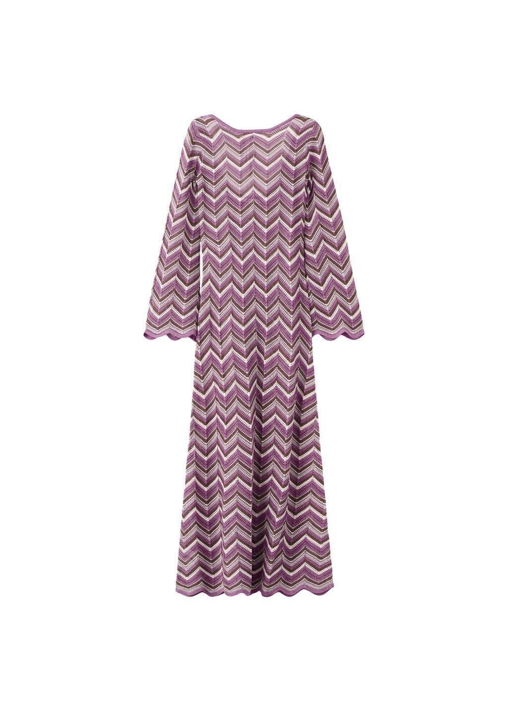 Purple Long Flared Knitted Dress, Purple, large image number 6