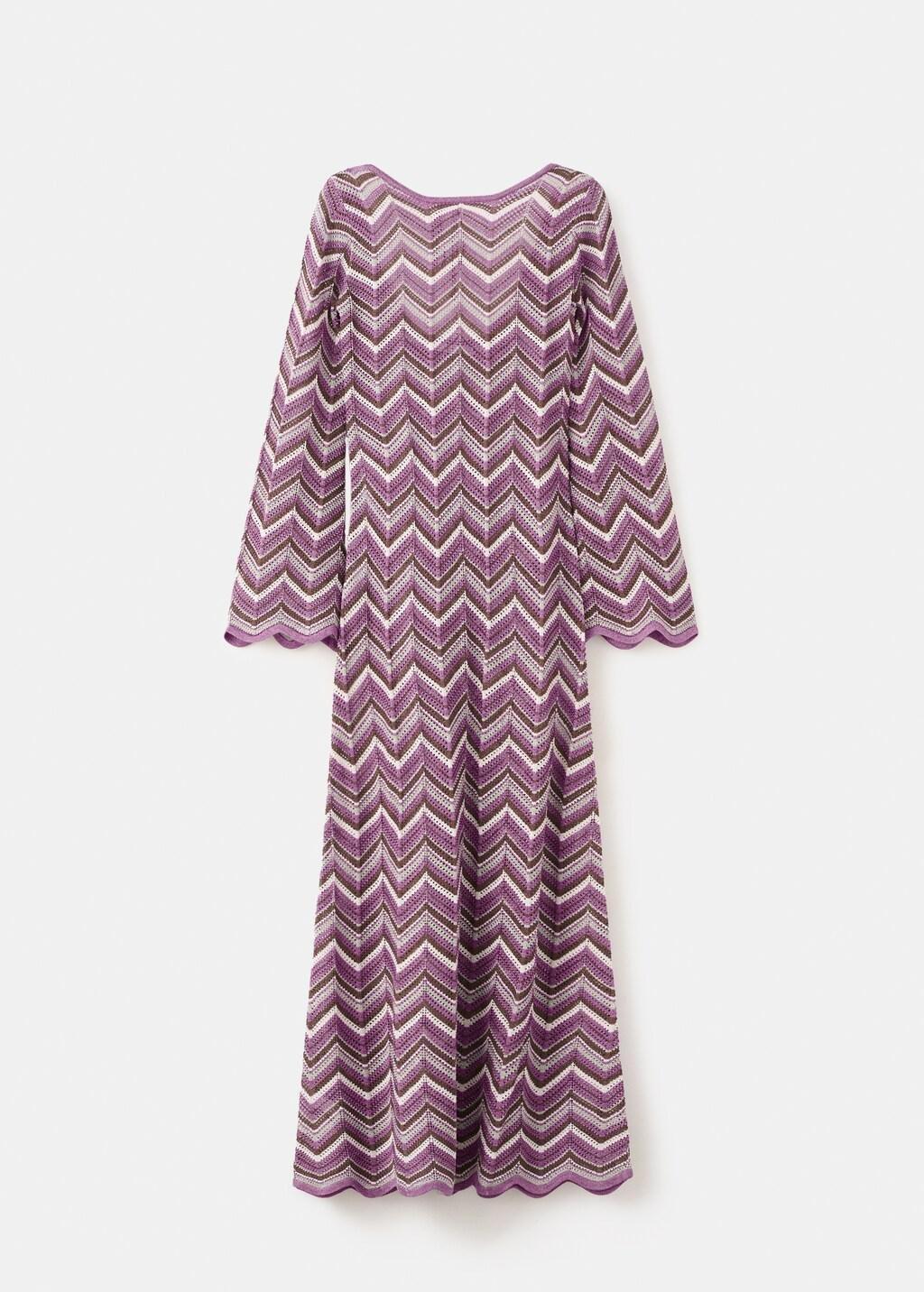 Purple Long Flared Knitted Dress, Purple, large image number 7