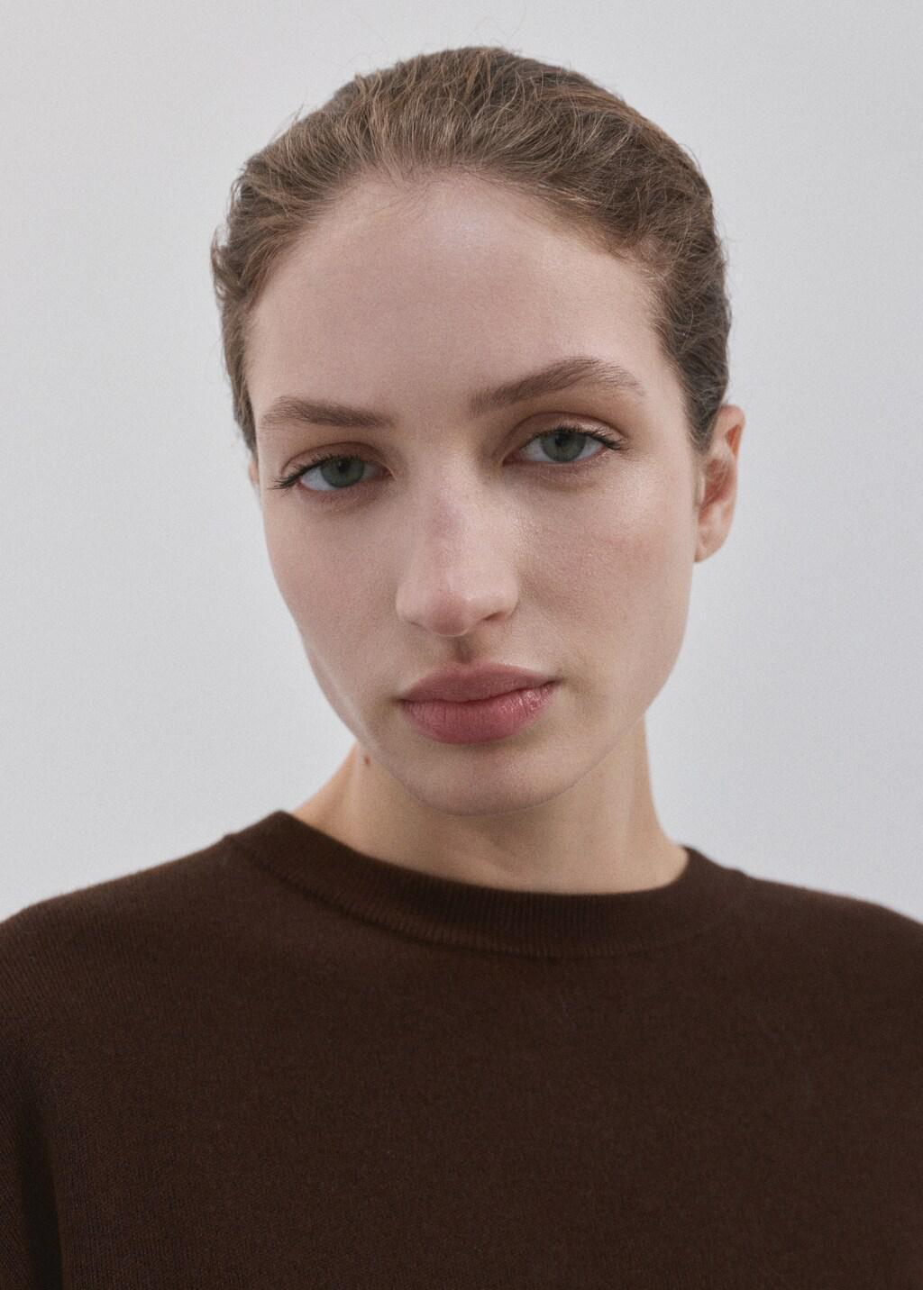 Brown Long Sweater With Lace Combination, 0201_32, large image number 4