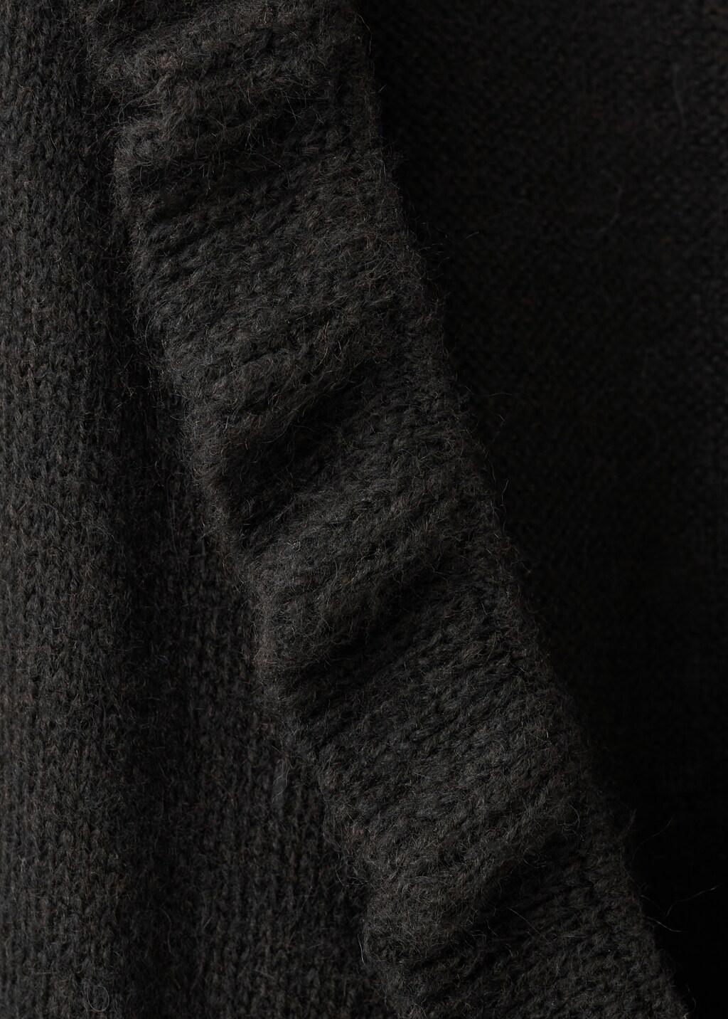 Grey Ruffle Knit Cardigan, Charcoal, medium