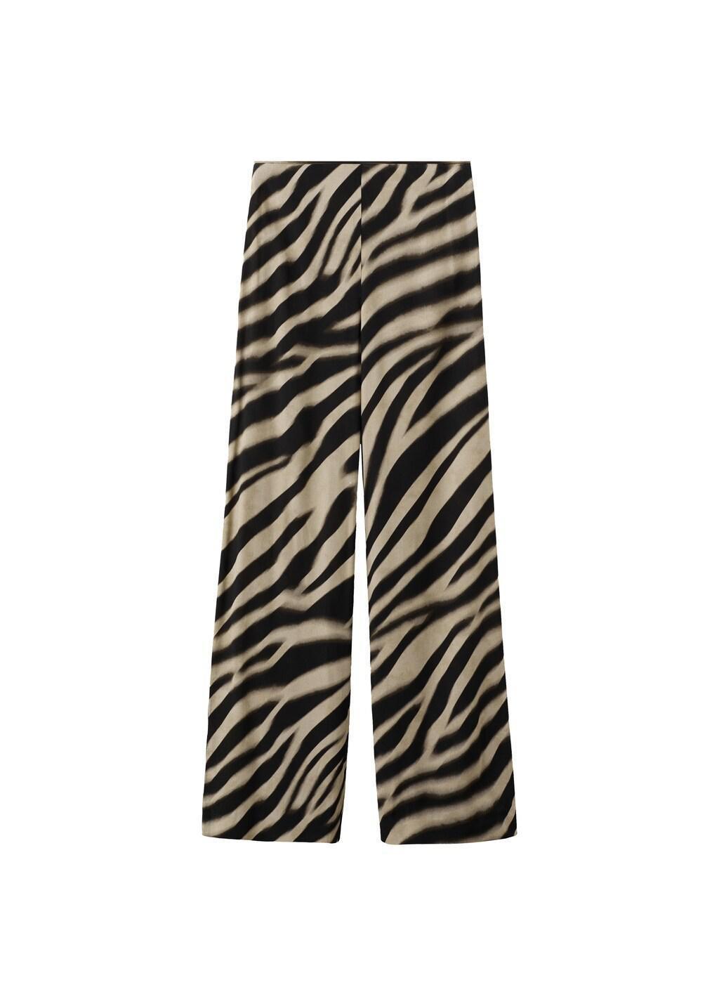 Black Zebra-Print Straight-Fit Trousers, Black, large image number 7