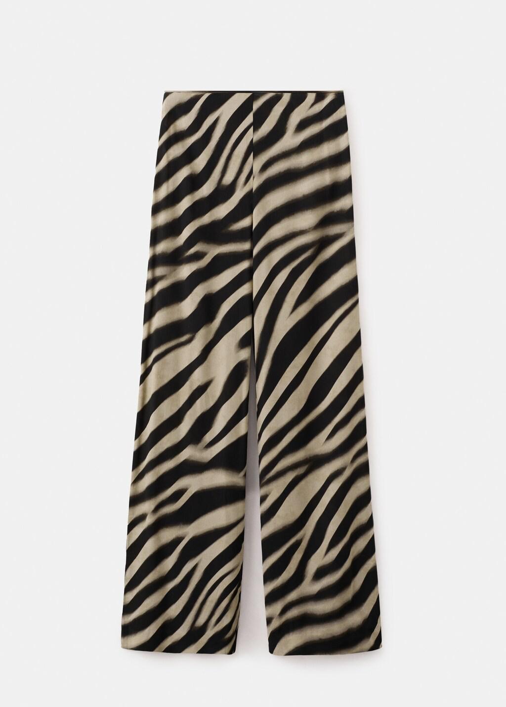 Black Zebra-Print Straight-Fit Trousers, Black, large image number 8