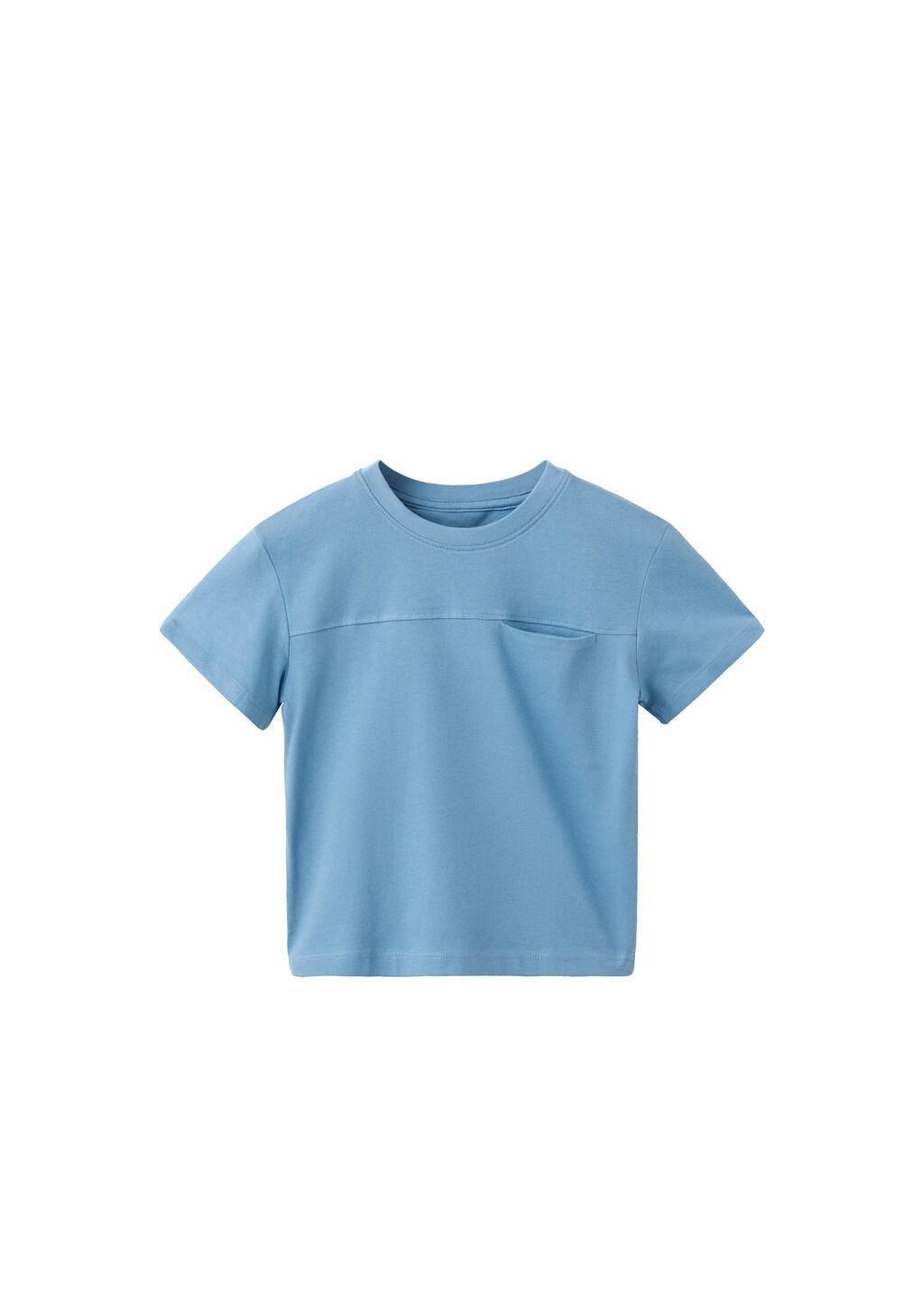 Blue Basic Pocket T-Shirt, Baby Boy, Medium Blue, large image number 3