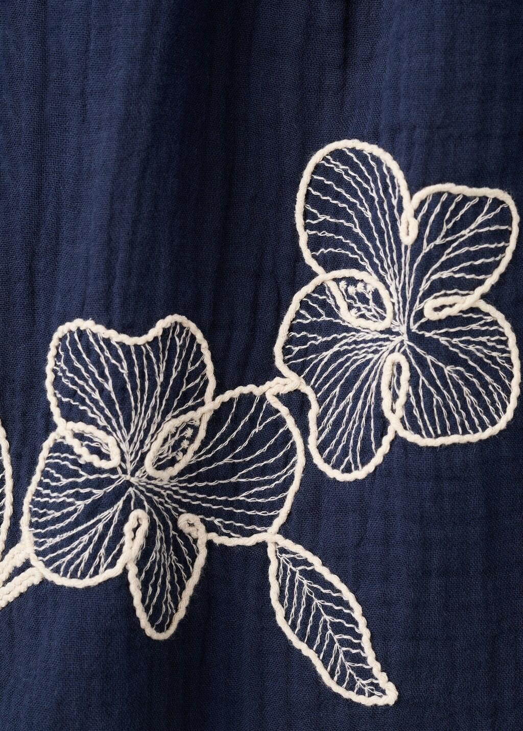 Navy Floral Embroidery Blouse, Baby Girl, Navy, large image number 4