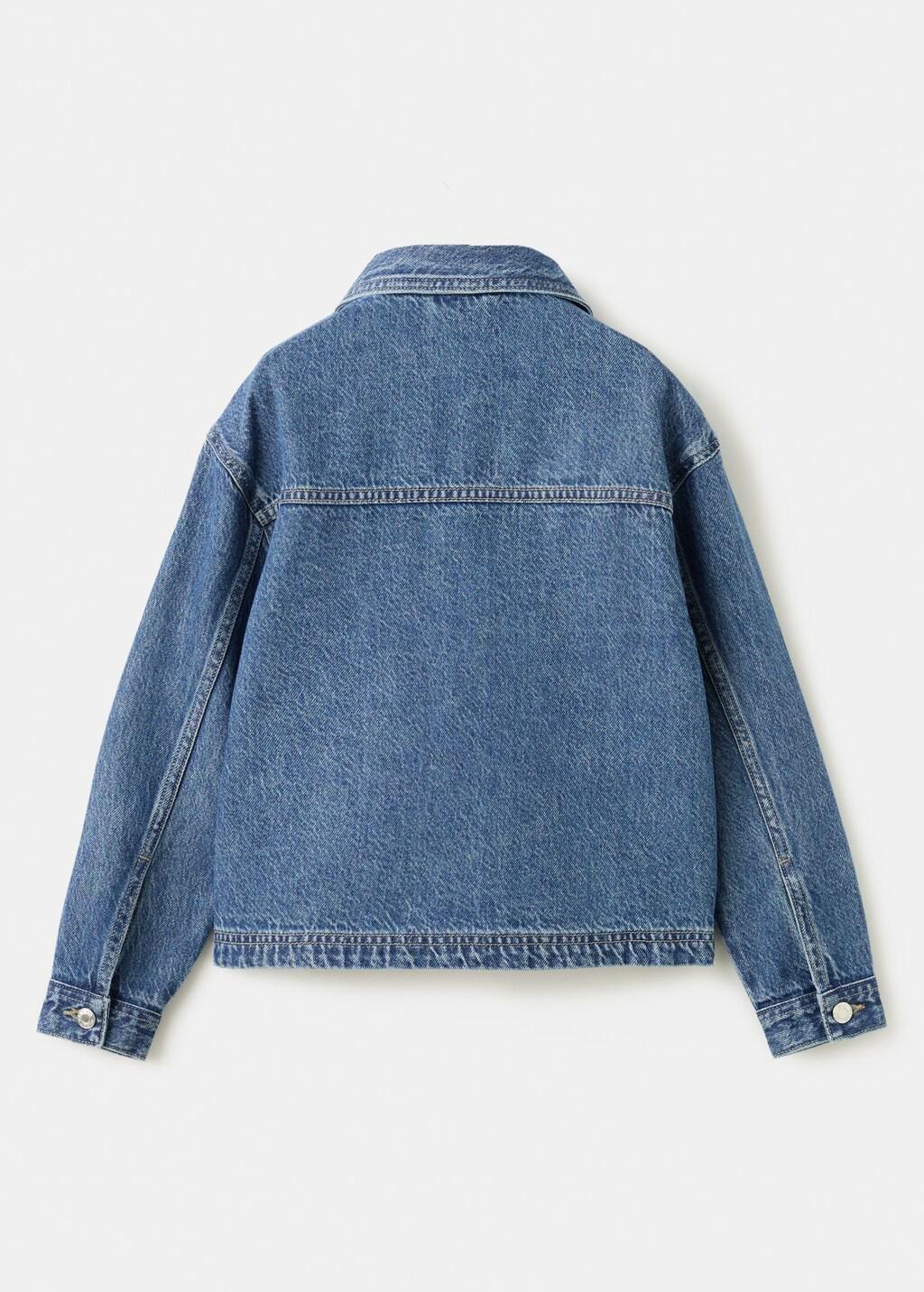 Blue Denim Jacket With Flower Detail, Kids Girls, Open Blue, large image number 2